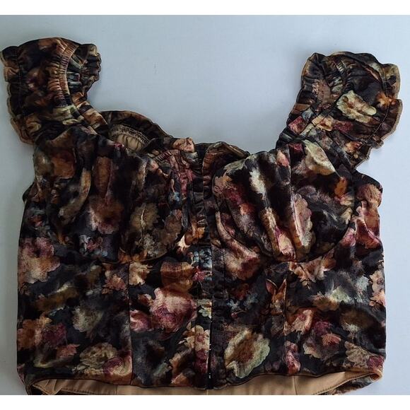 Sugar Thrillz Dolls Kill Floral Velvet Cropped Bustier Style Tank Top  Black XS - Picture 7 of 9